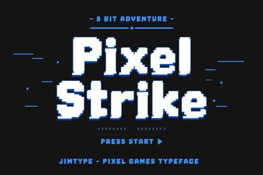 Pixel Strike - Retro Pixel for Gaming, Arcade & 8-Bit Font from Jimtype Studio