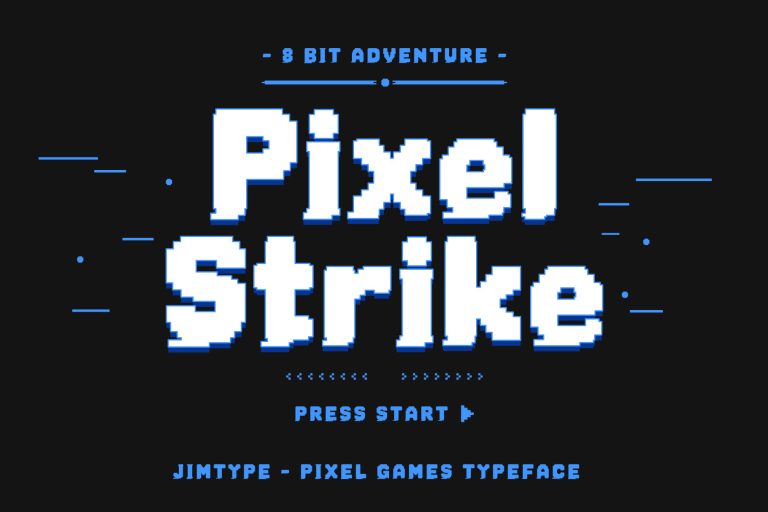 Pixel Strike - Retro Pixel for Gaming, Arcade & 8-Bit Font from Jimtype Studio